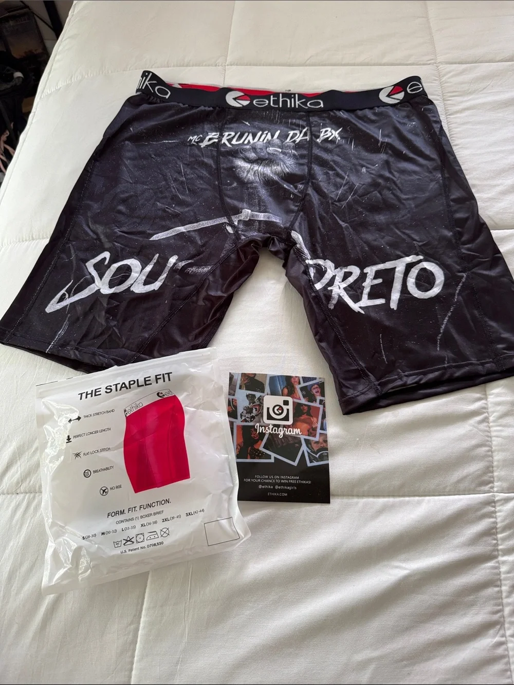 ethika Black Graphic Boxer Briefs with Fist Print
